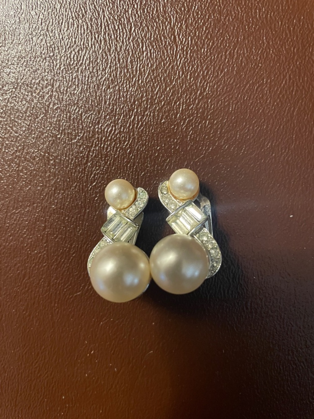 VTG Coro Pearl and Rhinestone Clip Earrings